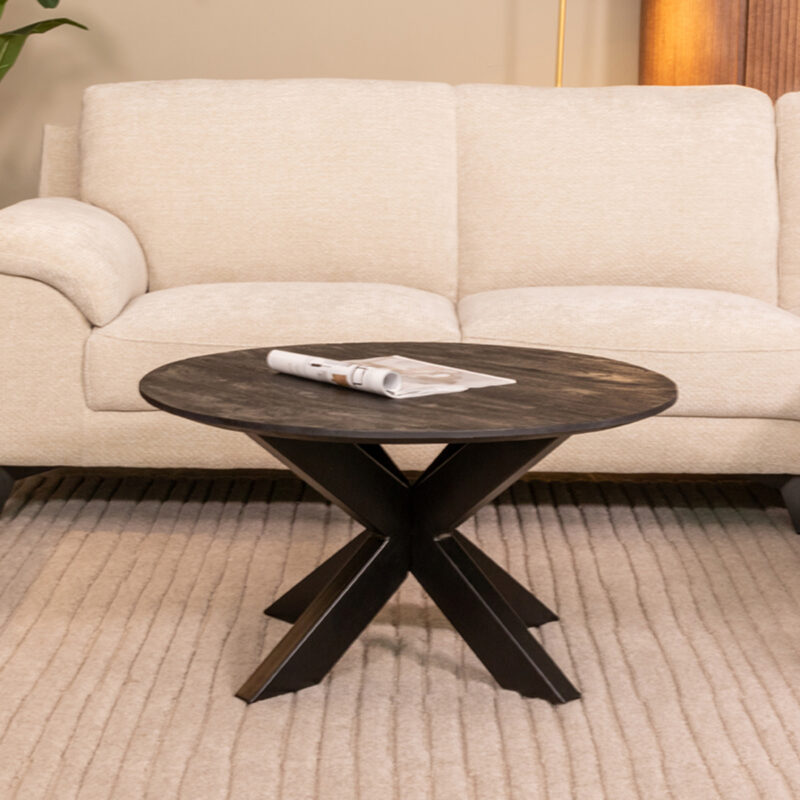 LABEL51 Salontafel Otis - Zwart - Mangohout - 80 cm - Rond