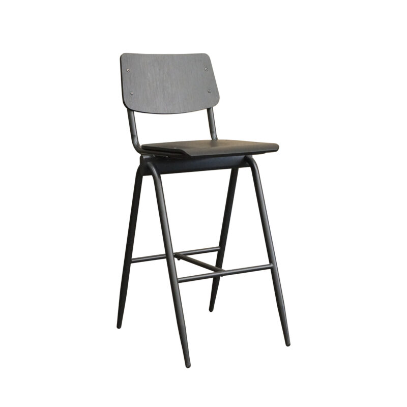 LABEL51 Barkruk Solid - Zwart - Hout - Zithoogte 86