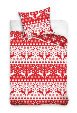 Carbotex dekbedovertrek rood/wit 200 x 220 cm - Rood - 200 x 220 cm - 100% katoen