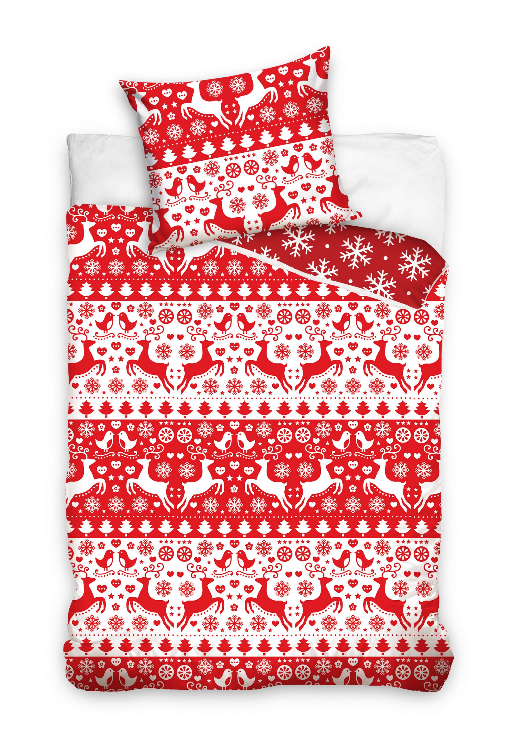 Carbotex dekbedovertrek rood/wit 200 x 220 cm - Rood - 200 x 220 cm - 100% katoen