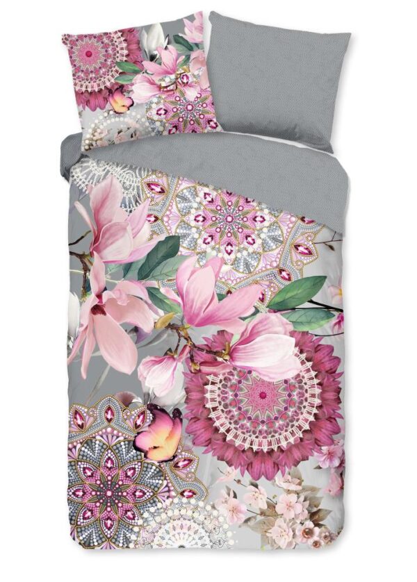 HIP dekbedovertrek mandala's en magnolia bloemen - Multicolor - 200 x 200/220 cm - 100% katoen/flanel