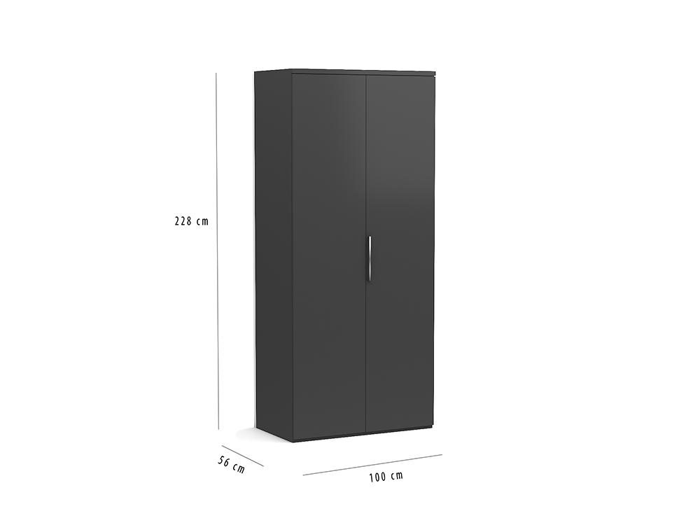 Dubbele kledingkast 100 cm voor bij opklapbed 228 cm hoog antraciet