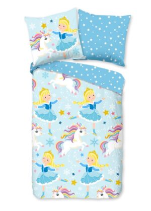 Good Morning dekbedovertrek eenhoorns en prinsessen - Multicolor - 135 x 200 cm - 100% katoen/flanel