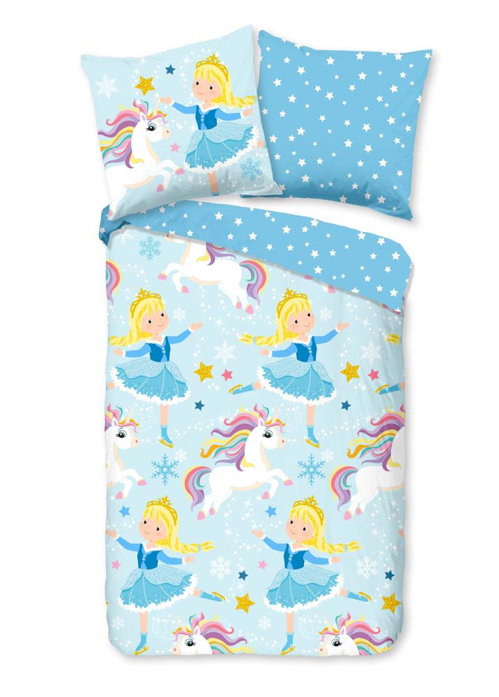 Good Morning dekbedovertrek eenhoorns en prinsessen - Multicolor - 135 x 200 cm - 100% katoen/flanel