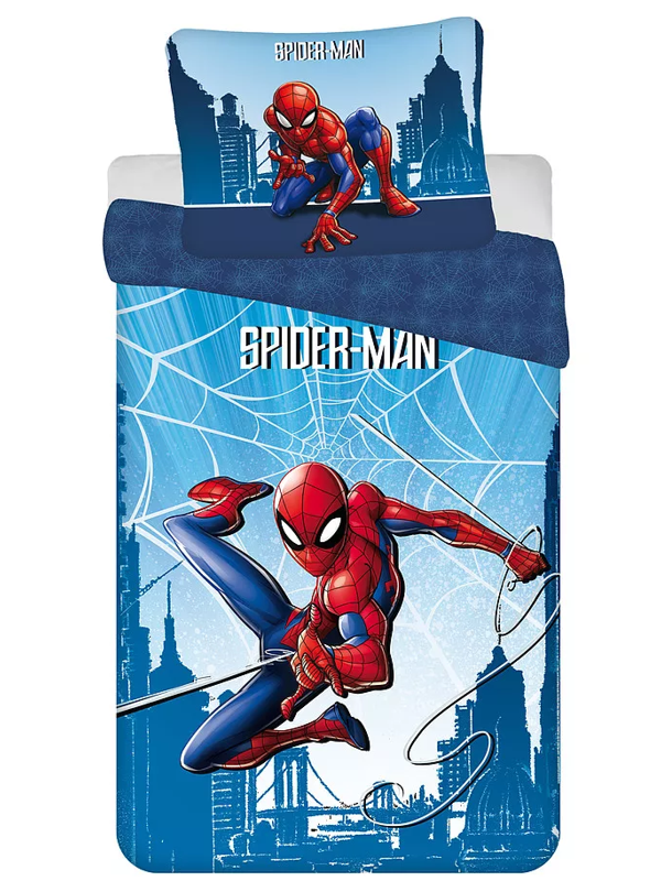 Spiderman Peuterdekbedovertrek Blauw spinnenweb - 100 x 135 cm - Katoen