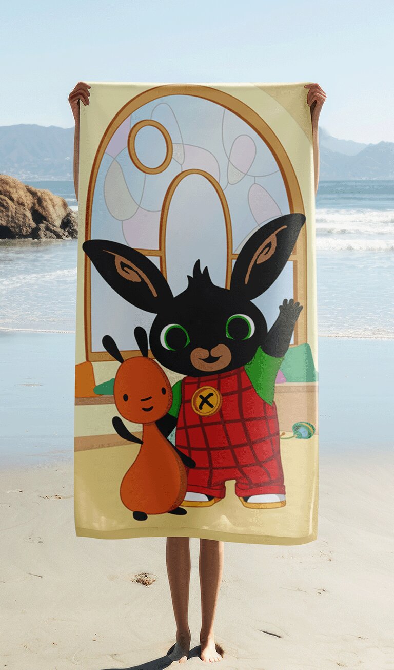 100% katoen strandhanddoek Hoppity! 70 x 140 cm van Bing in 70 x 140 cm