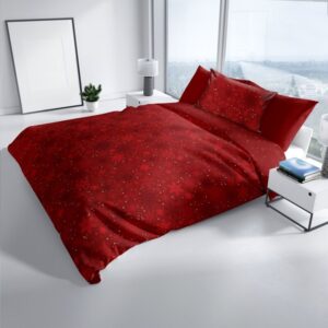 Carbotex dekbedovertrek sneeuwvlokken rood - Rood - 140 x 200 cm - 100% katoen