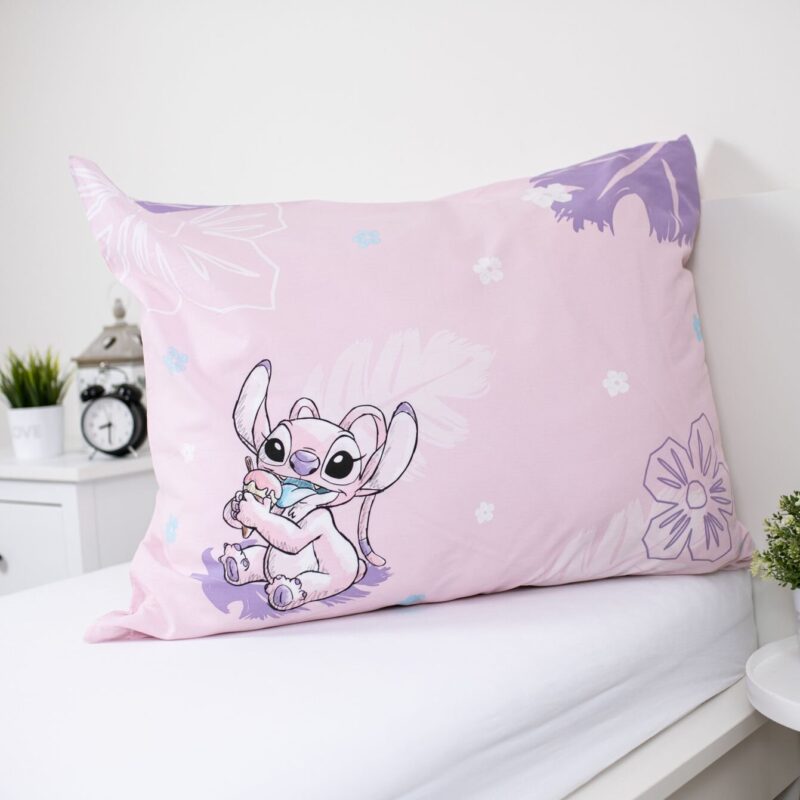 Roze overtrek van Lilo en Stitch - ice cream 140 x 200 cm - 100% katoen