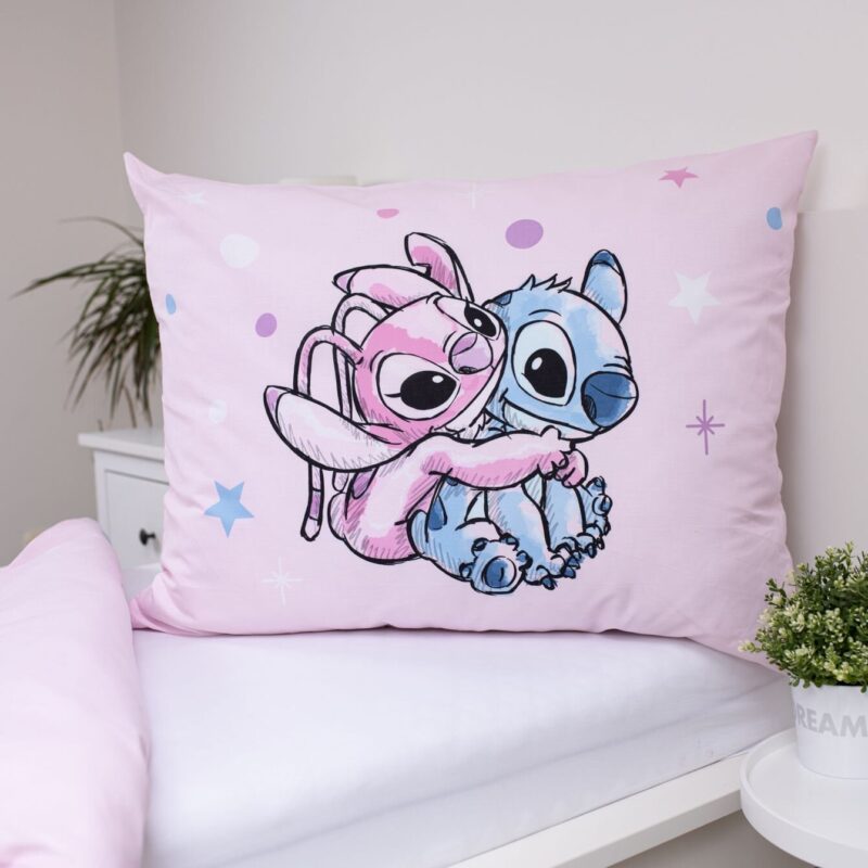 Blauw overtrek van Lilo en Stitch - roze 140 x 200 cm - 100% katoen