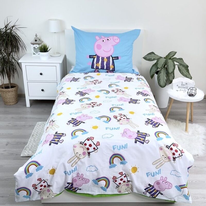 Paars overtrek van Peppa Pig - Busy Glow in the Dark 140 x 200 cm - 100% katoen
