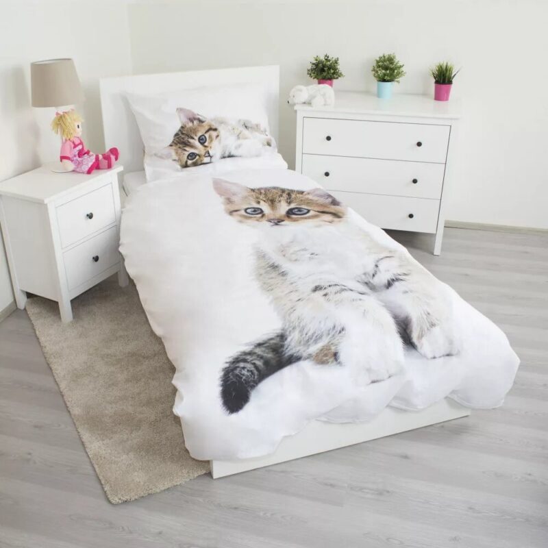 Staande kitten 140 x 200 cm 70 x 90 overtrek van Animal Pictures, 140 x 200 cm, kussensloop 70 x 90 cm
