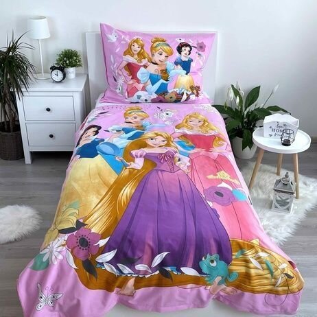 Overtrek van Disney Princess, 140 x 200 cm, kussensloop 70 x 90 cm