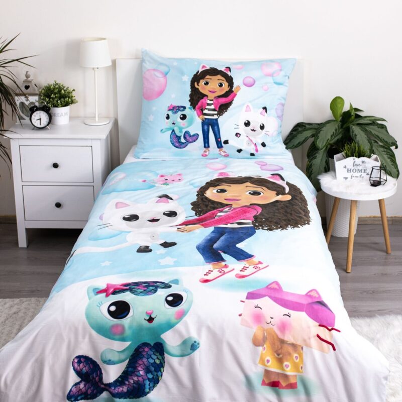 Bubbels overtrek van Gabby's Dollhouse, 140 x 200 cm, kussensloop 70 x 90 cm