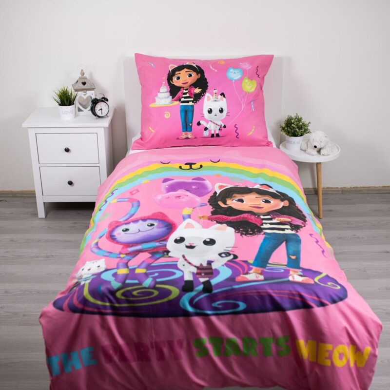 Rainbow overtrek van Gabby's Dollhouse, 140 x 200 cm, kussensloop 70 x 90 cm - kussensloop 70 x 90 cm