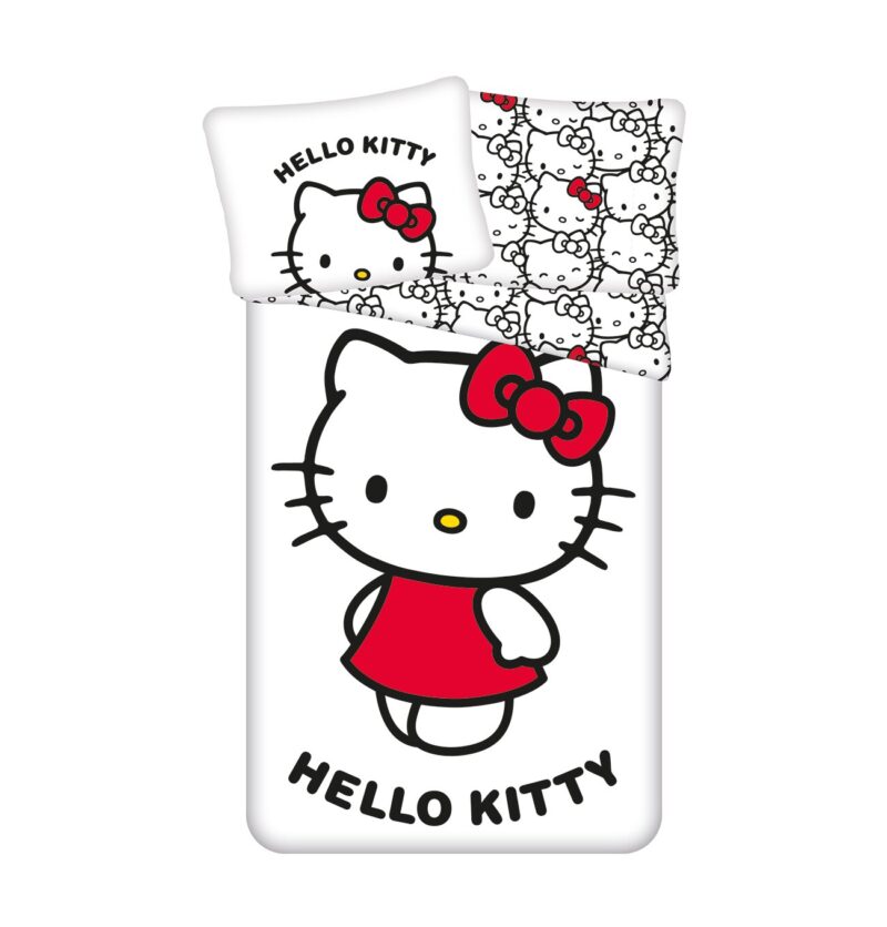 Wit 140 X 200 cm overtrek van Hello Kitty, 140 x 200 cm, kussensloop 70 x 90 cm