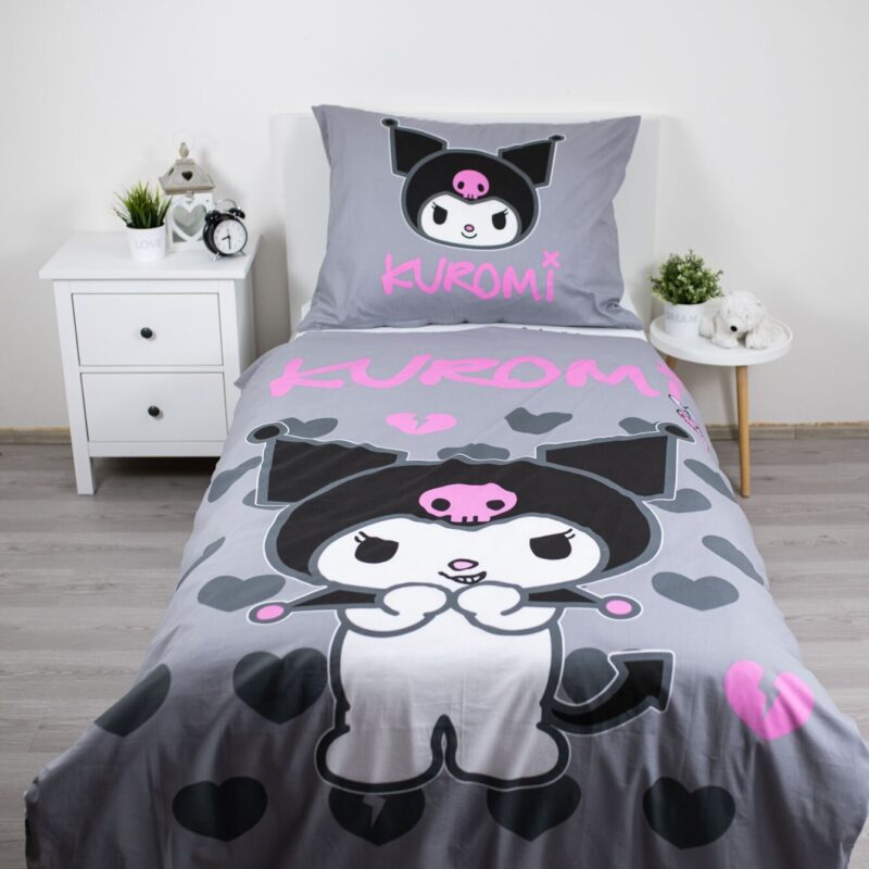 Kuromi 140 X 200 cm overtrek van Hello Kitty, 140 x 200 cm, kussensloop 70 x 90 cm