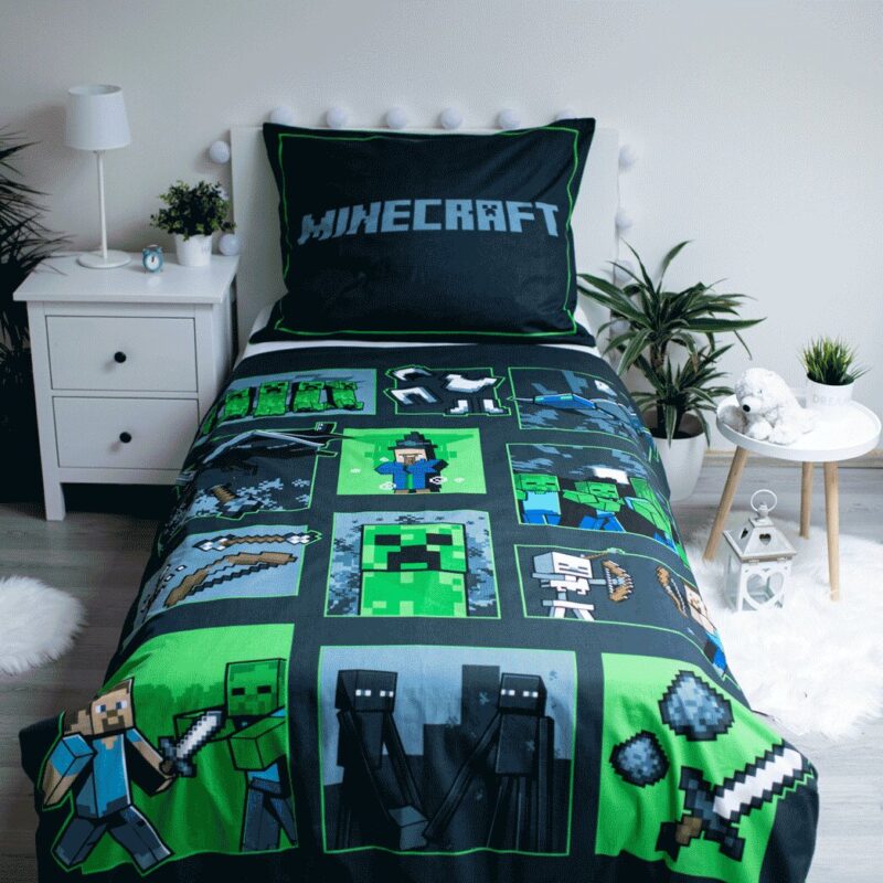 Survival Mode overtrek van Minecraft, 140 x 200 cm, kussensloop 70 x 90 cm
