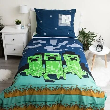 Sssleep Tight overtrek van Minecraft, 140 x 200 cm, kussensloop 70 x 90 cm