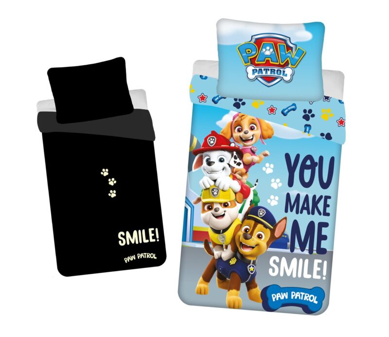 You Make me Smile Glow in the Dark overtrek van Paw Patrol, 140 x 200 cm, kussensloop 70 x 90 cm