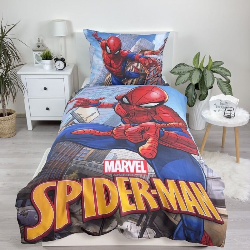 Old school overtrek van Spiderman, 140 x 200 cm, kussensloop 70 x 90 cm