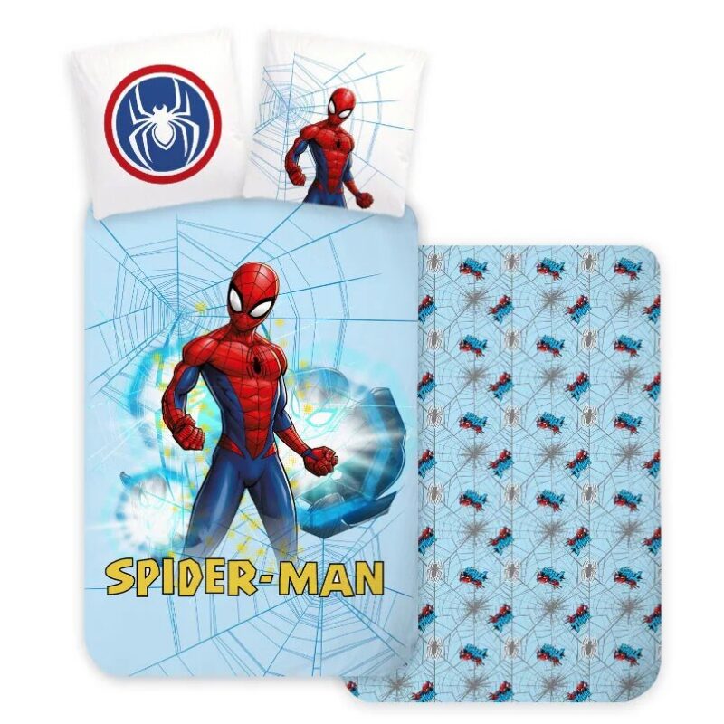 Lichtblauw 140 x 200 cm overtrek van Spiderman, 140 x 200 cm, kussensloop 70 x 90 cm