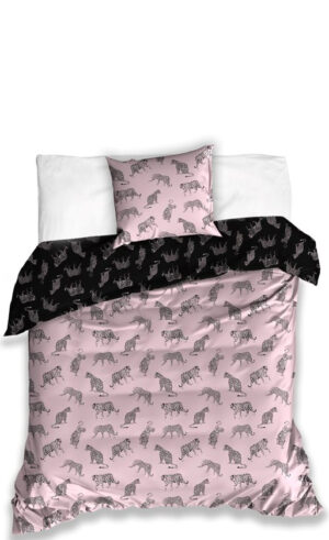 Animal Pictures dekbedovertrek Tigers roze - Multicolor - 140 x 200 cm, 200 x 220 cm - 100% katoen