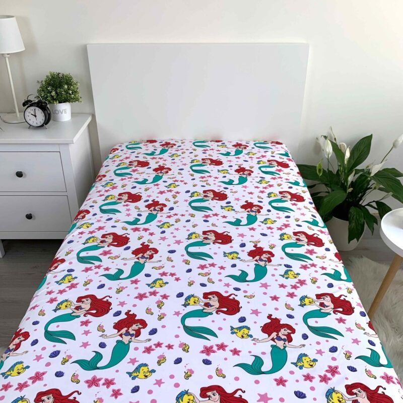 100% katoen hoeslaken Ariël van Disney De Kleine Zeemeermin in 90 x 200 cm