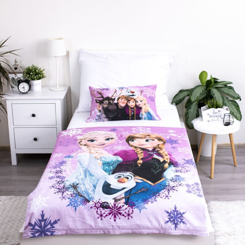 100% katoen dekbedset Snowflakes van Disney Frozen in 100 x 135 cm
