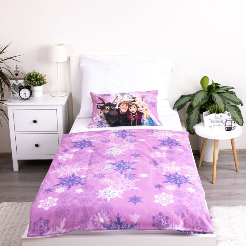 Beddengoed Snowflakes 100 x 135 cm van Disney Frozen, Roze