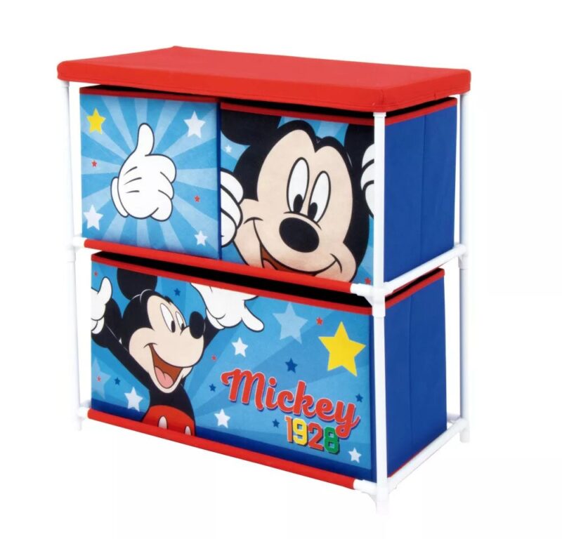 Disney Mickey Mouse opbergbox lichtblauw/rood, zijkant