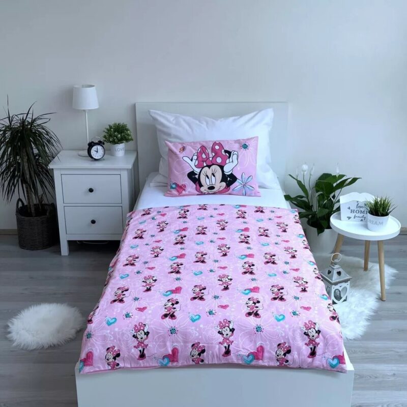 Beddengoed flowers 100 x 135 cm van Disney Minnie Mouse, Roze