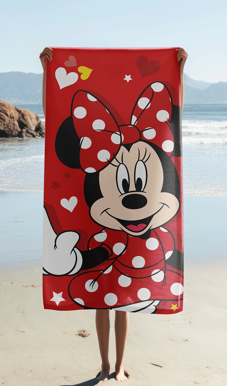 100% Polyester strandhanddoek Rood 70 x 140 cm van Disney Minnie Mouse in 70 x 140 cm