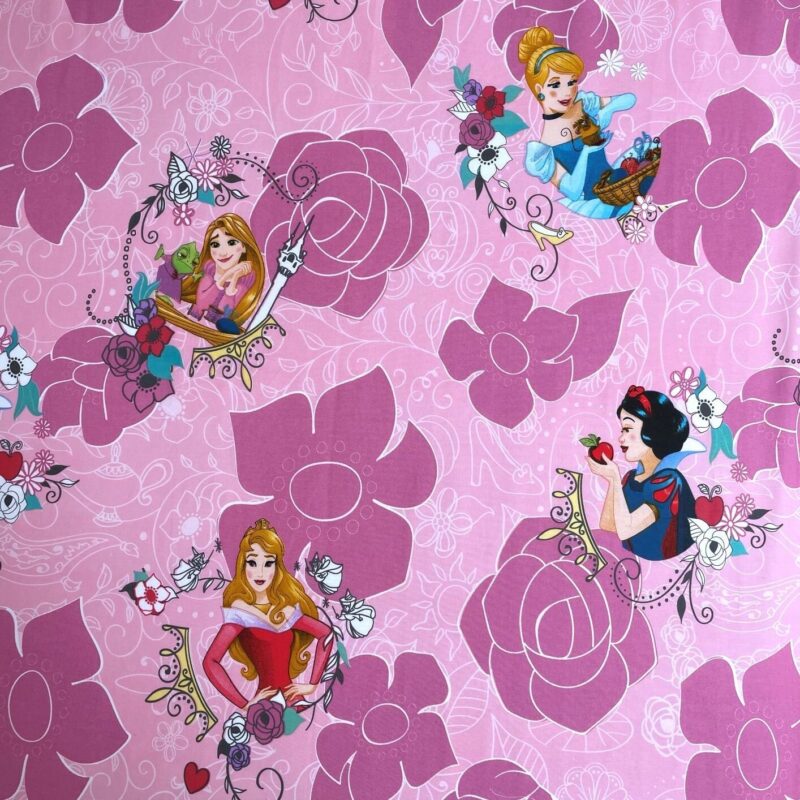 100% katoen hoeslaken Pink van Disney Princess in 90 x 200 cm