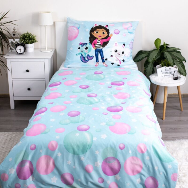 100% Polyester dekbedset bubbels van Gabby's Dollhouse in 140 x 200 cm