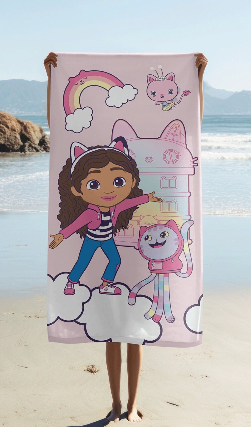 Katoen Blended strandhanddoek 70 x 140 cm Roze van Gabby's Dollhouse in 70 x 140 cm