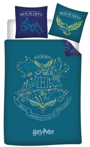 Harry Potter dekbedovertrek groen/ turquoise – Polyester - Multicolor - 140 x 200 cm, 240 x 200 cm - 100% Polyester