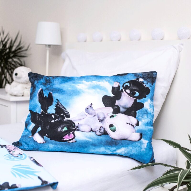 Beddengoed 100 x 135 cm van Hoe tem je een Draak, Blauw/Wit