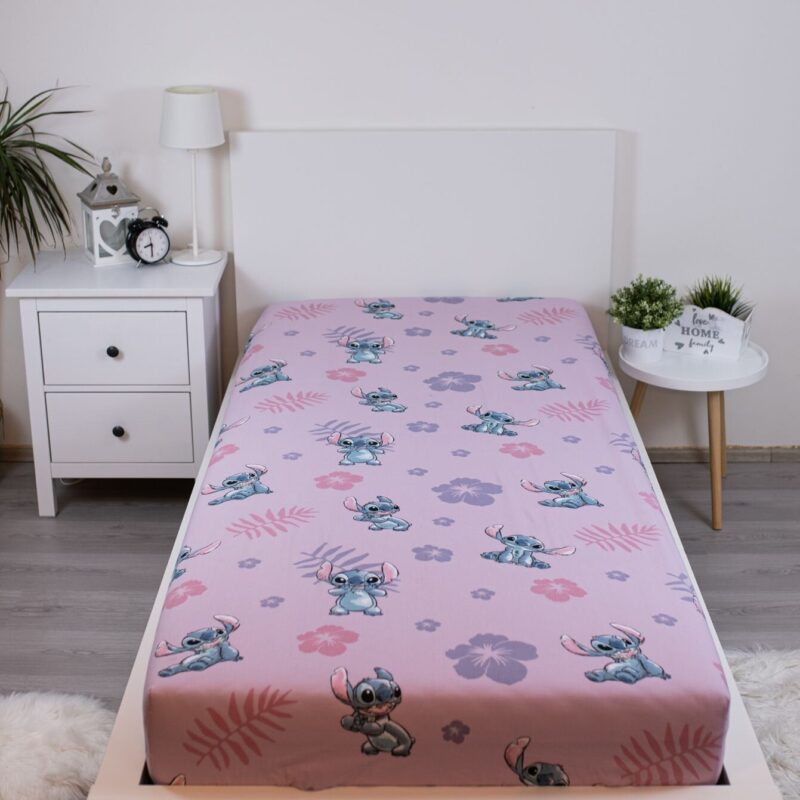Roze 90 x 200 cm laken van Lilo en Stitch, 90 x 200 cm