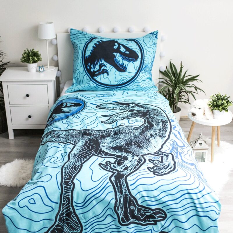 100% katoen dekbedset Tracker Glow in the Dark van Jurassic World in 140 x 200 cm