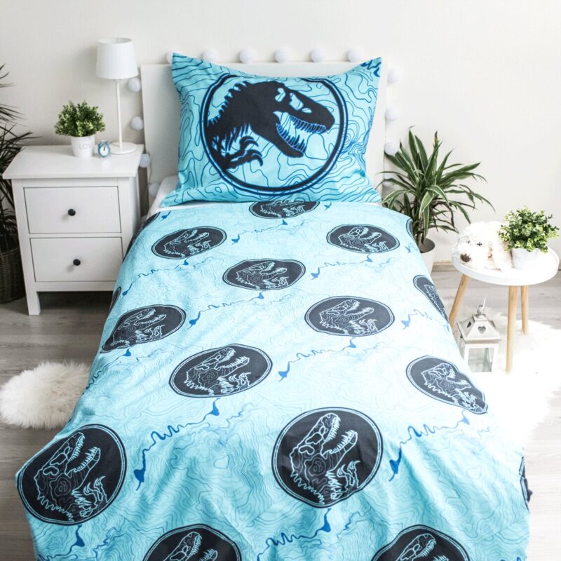 Beddengoed Tracker Glow in the Dark 140 x 200 cm van Jurassic World, Blauw
