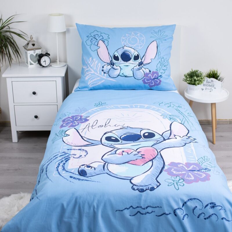 Beddengoed Wave 140 x 200 cm 140 x 200 cm van Lilo en Stitch, Blauw