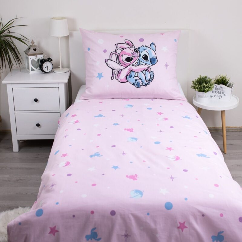 Beddengoed roze 140 x 200 cm 140 x 200 cm van Lilo en Stitch, Blauw