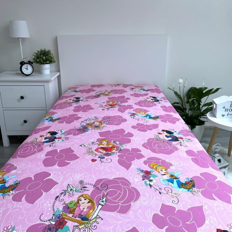 Hoeslaken Pink 90 x 200 cm van Disney Princess, Roze