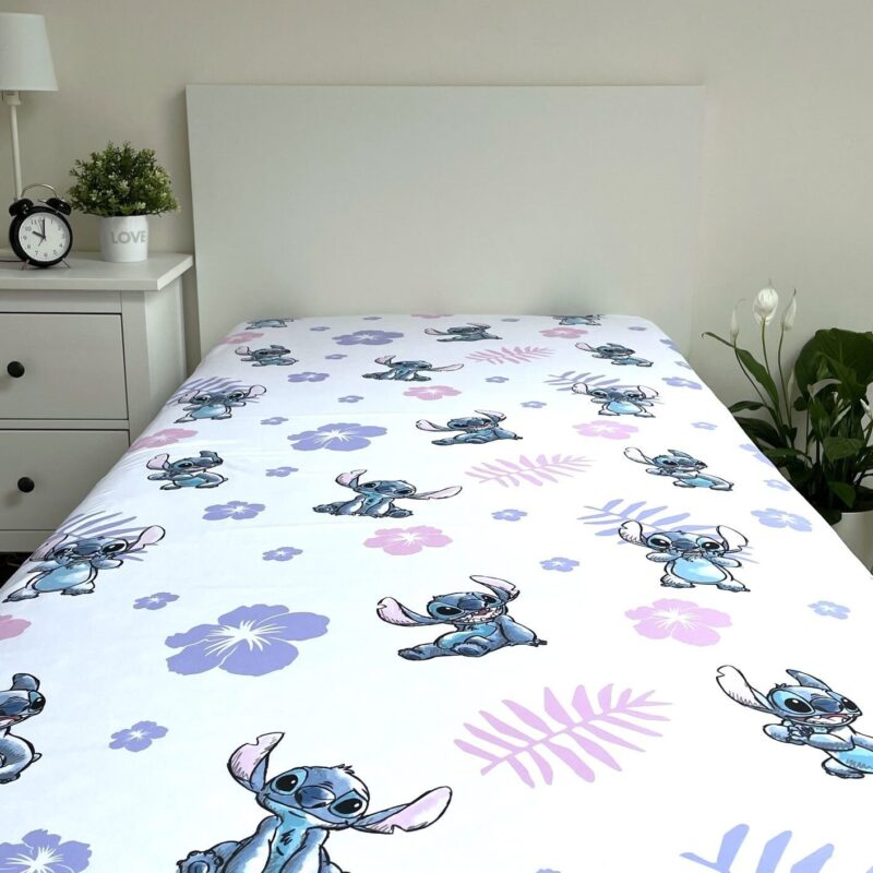 Hoeslaken 90 x 200 cm van Lilo en Stitch, Blauw