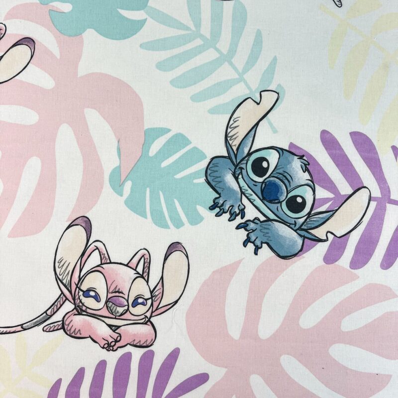 100% katoen hoeslaken Bladeren van Lilo en Stitch in 90 x 200 cm
