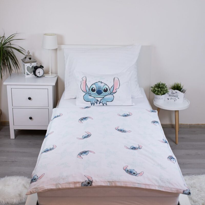 100% katoen dekbedset White Star van Lilo en Stitch in 100 x 135 cm