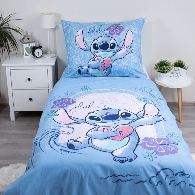 100% katoen dekbedset Wave 140 x 200 cm van Lilo en Stitch in 140 x 200 cm