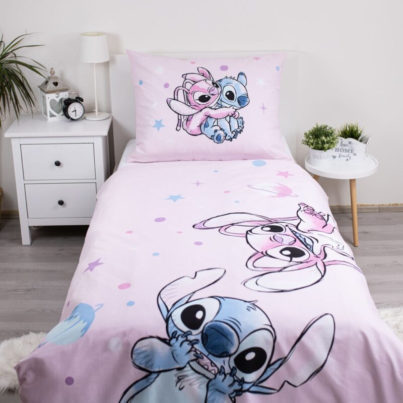 100% katoen dekbedset roze 140 x 200 cm van Lilo en Stitch in 140 x 200 cm