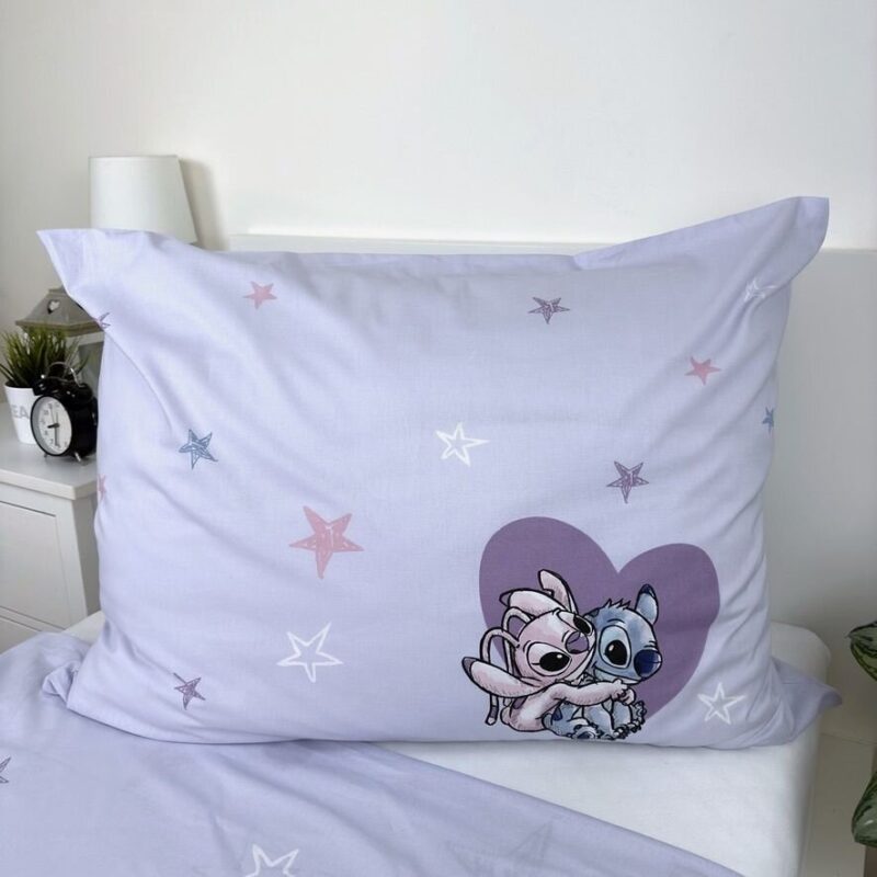 Lilo en Stitch dekbedovertrek Heart 140 x 200 cm - Paars - 140 x 200 cm - 100% katoen - kussensloop 70 x 90 cm