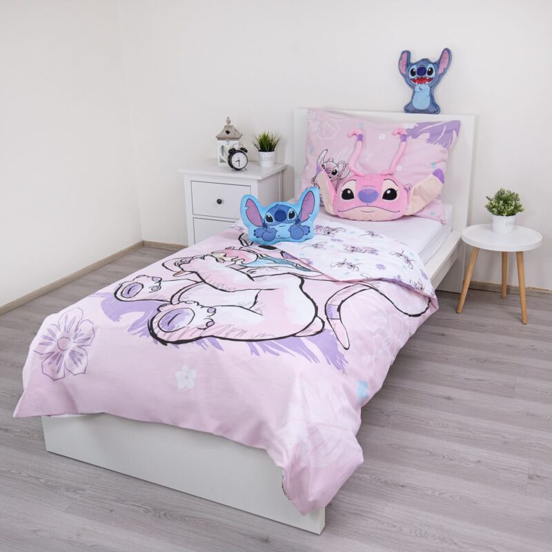 Lilo en Stitch dekbedovertrek ice cream 140 x 200 cm - Roze - 140 x 200 cm - 100% katoen - kussensloop 65 x 65 cm